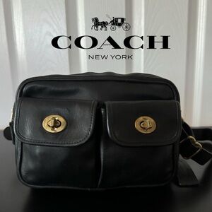 Vintage Coach Waist Belt Bag Purse Black Leather